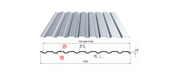 Профнастил оцинкованный С-20 1100x3000 купить недорого в Красной Пахре